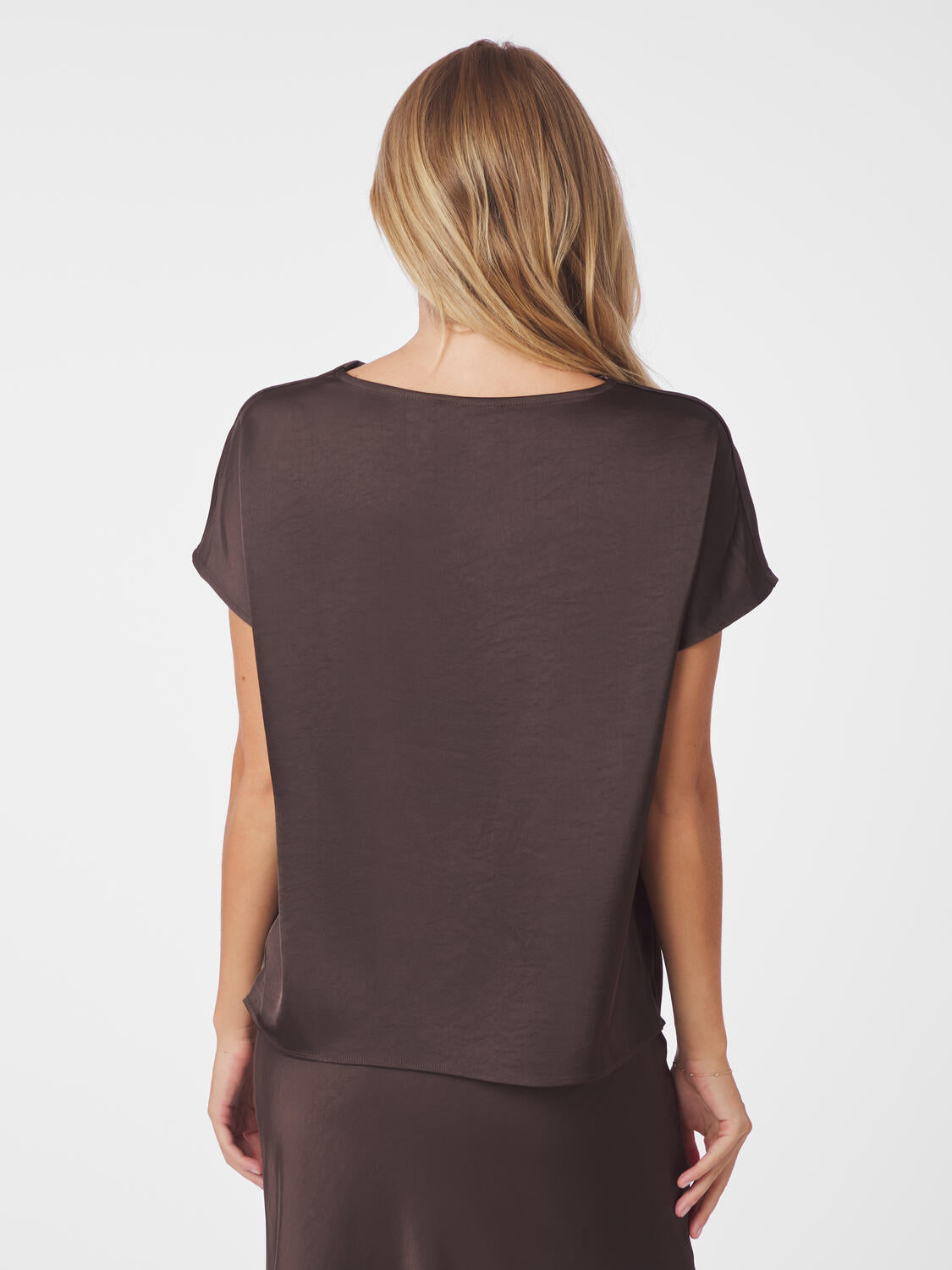 Annabeth Heavy Sateen t-shirt - mørkebrun